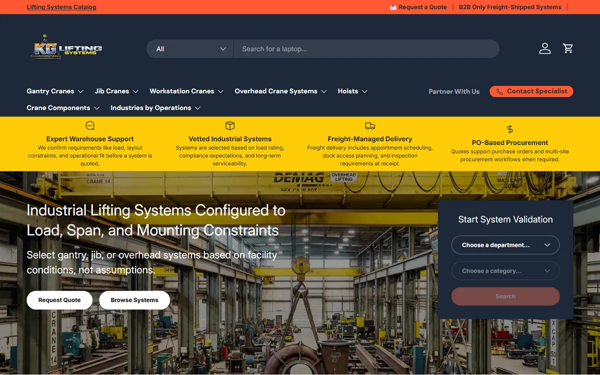 Homepage of KG Lifting Systems