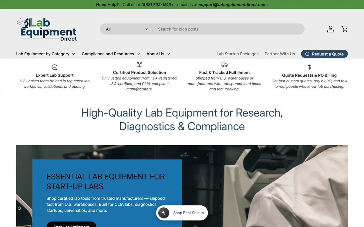 Homepage of Lab Equipment Direct